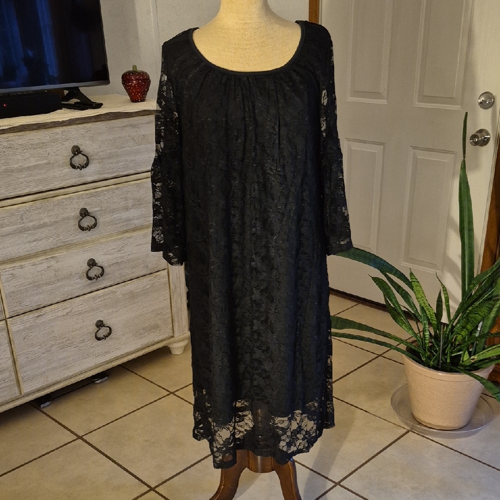 Intriguing Threads Black Lace Dress